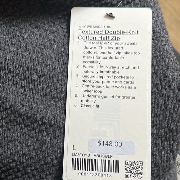 NWT Lululemon Men’s Textured Double-Knit Cotton Half Zip - Picture 8 of 9
